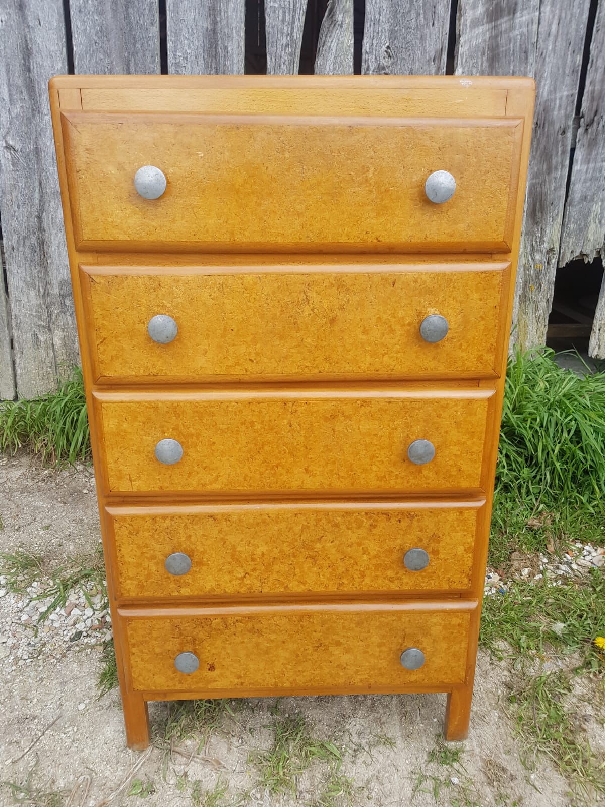 Ancient Commodity 5 Wood Drawers - Vintage 70s Alu Handles