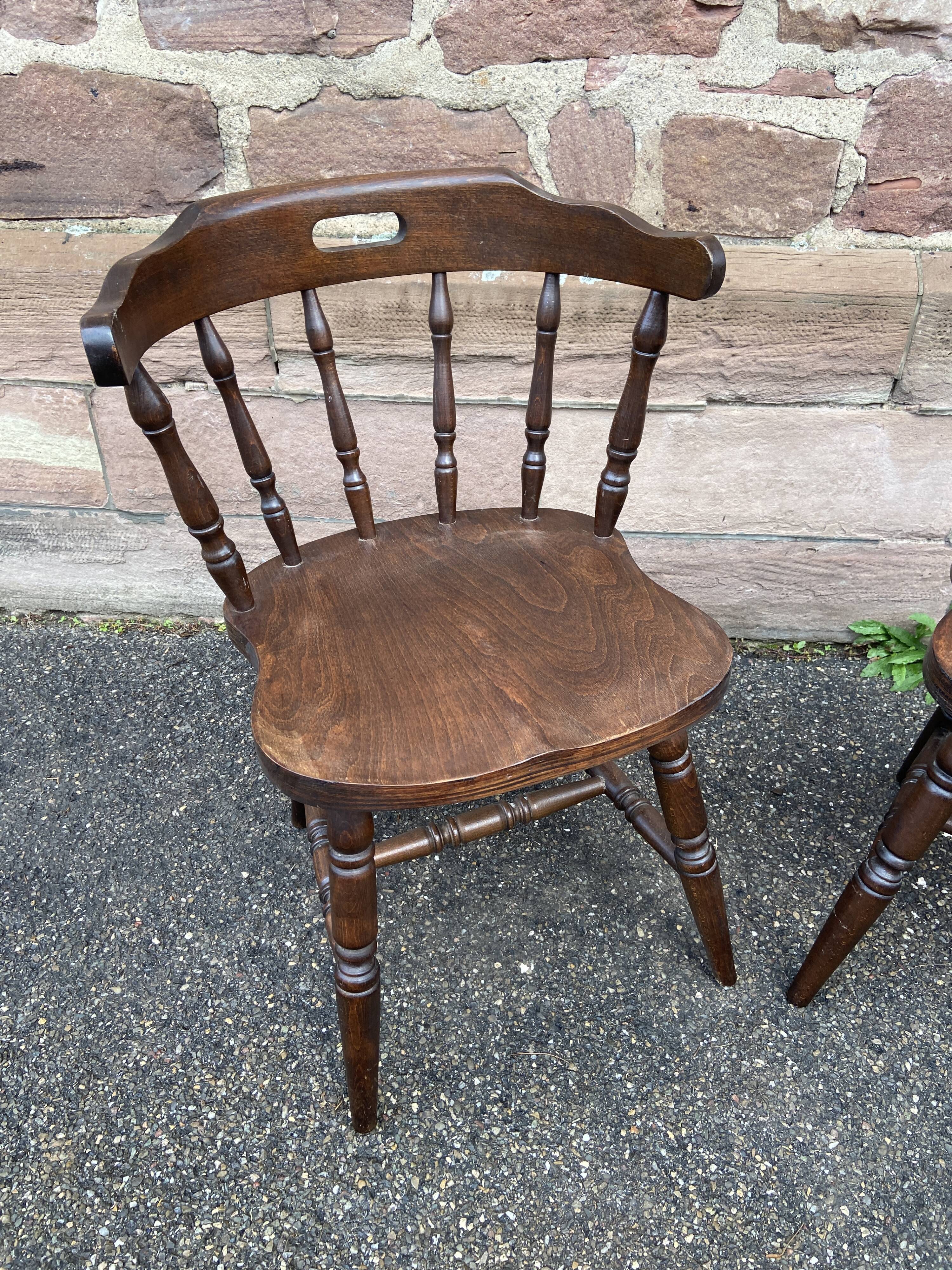 Vintage Hutten style 80s Western bistro wooden armchairs