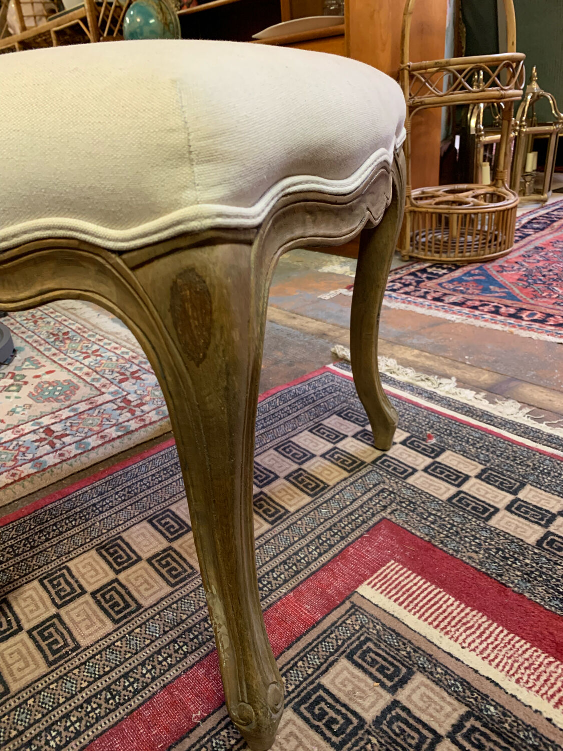 Pair of beige stool Louis XVI style