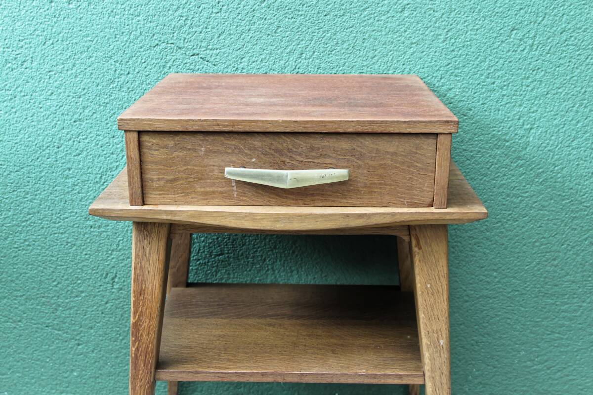 Pair of bedside tables, 1950s, compass legs