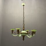 Lustre art déco italien vert opaline verre