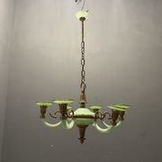 Art Deco Italian Green Opaline Glass Light Pendant