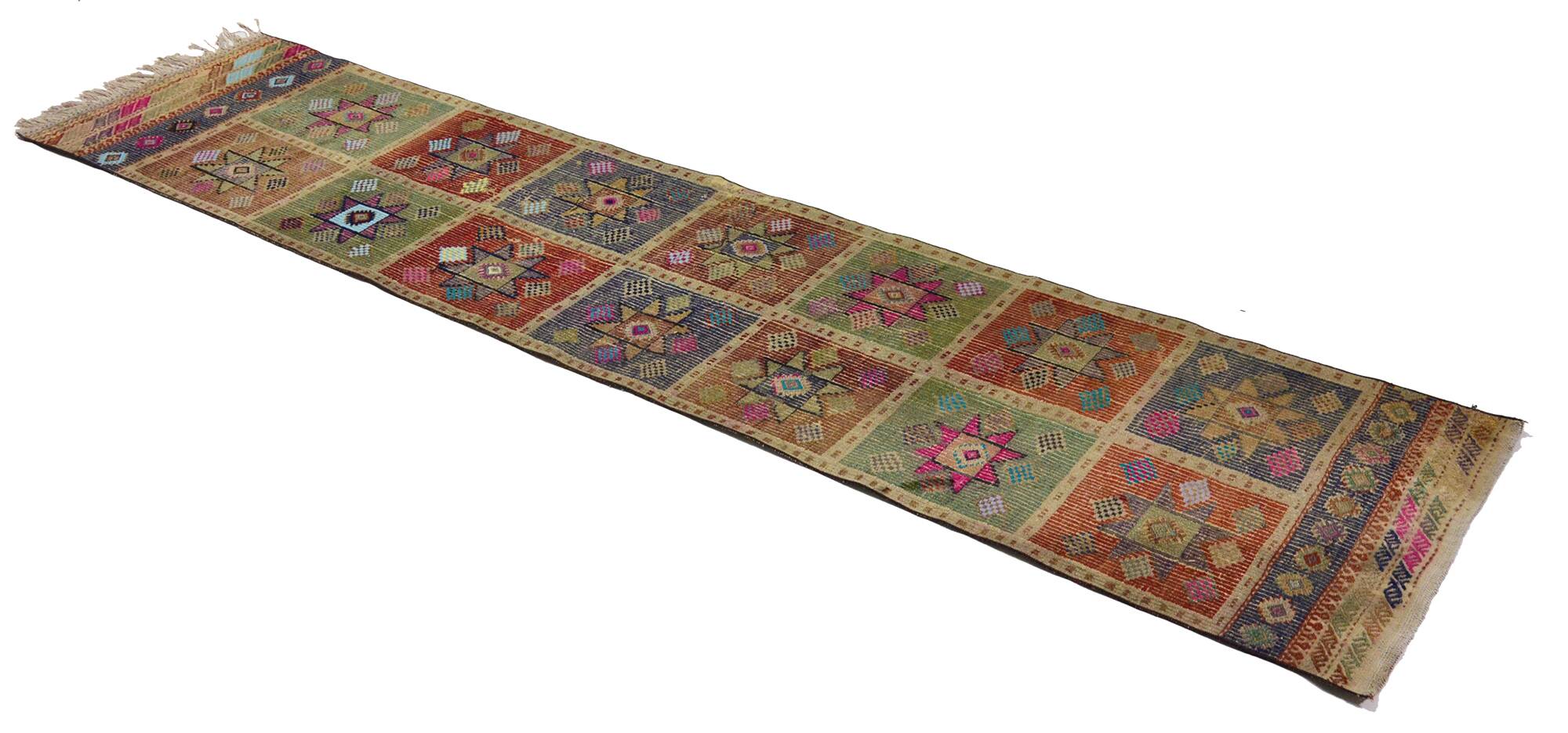 Turkish Anatolian Handmade Vintage Area Kilim Rug 340 cm x 80 cm