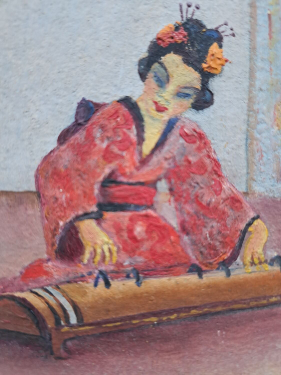Painting "geisha with zither"