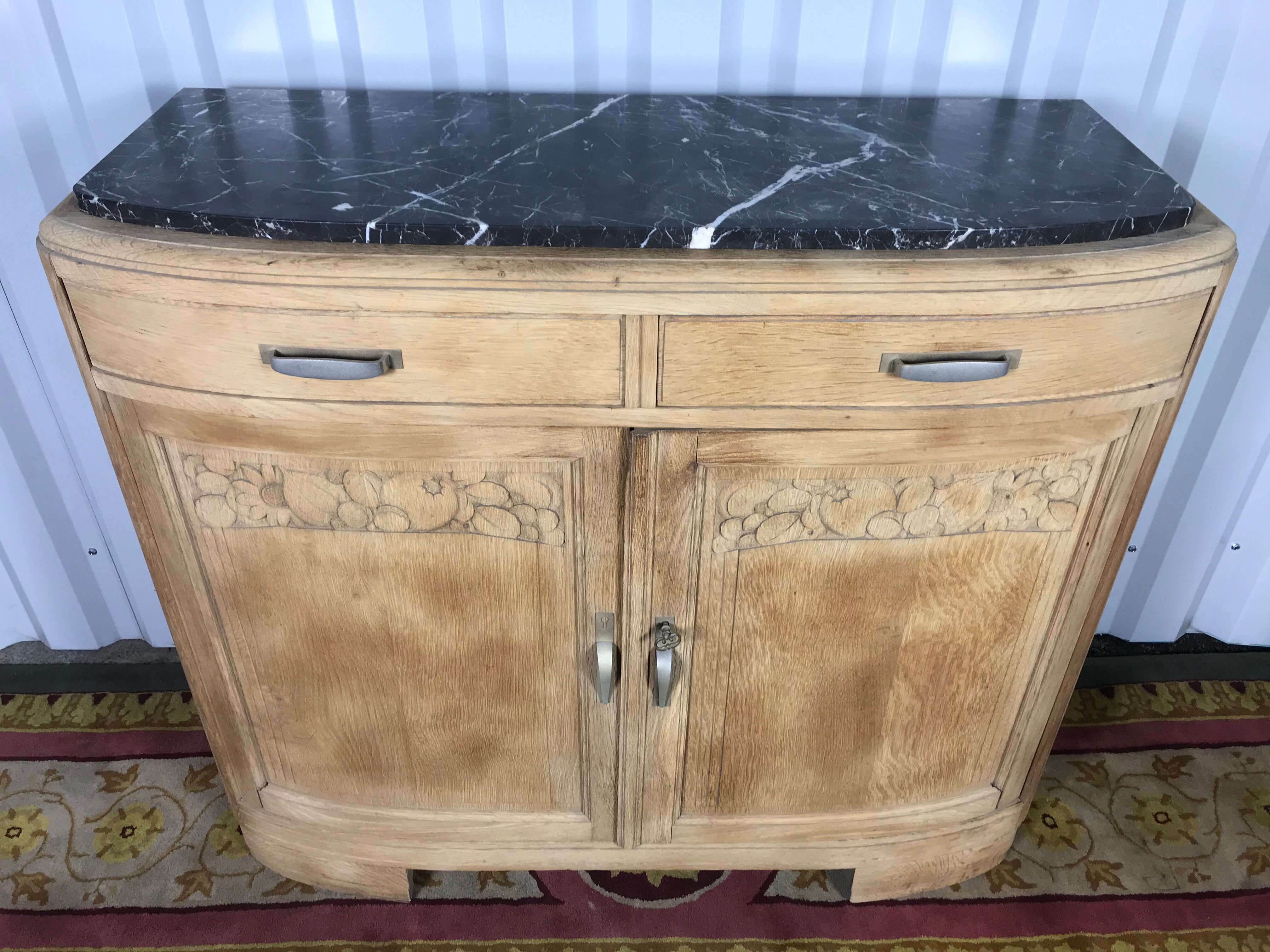 Art Deco oak buffet erased marble