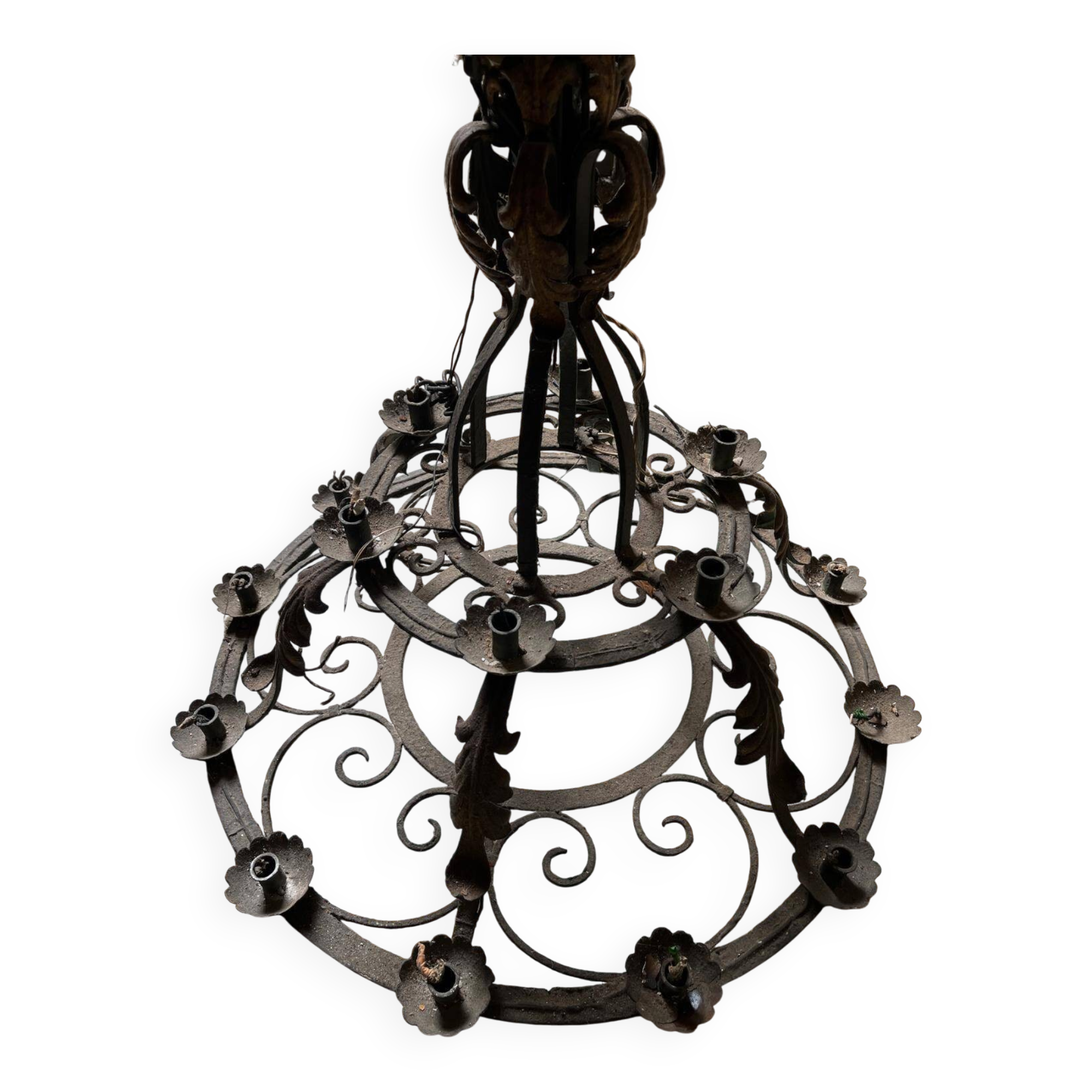 Antique wrought iron chandelier – 12 lights
