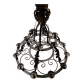 Grand lustre ancien en fer forgé – 12 feux