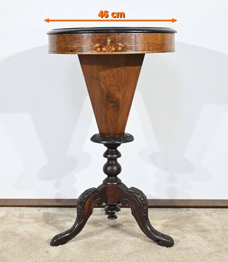 Trumpet Table for Work and Games, Walnut – Late 19th Century