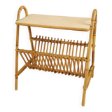 Rattan magazine rack, vintage side table