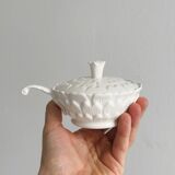 Small sugar bowl or condiment box, white porcelain Boch