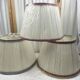 Set of 3 large vintage pleated fabric lampshades – trimmings –