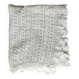 White cotton bedspread - throw with geometric chevron pattern