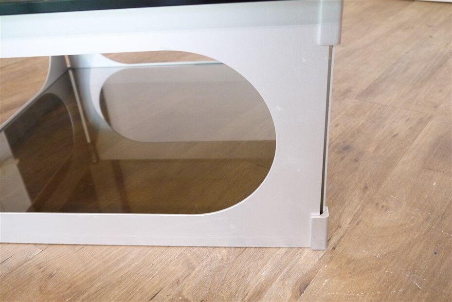 Aluminum and glass coffee table by Pierre Vandel 1970