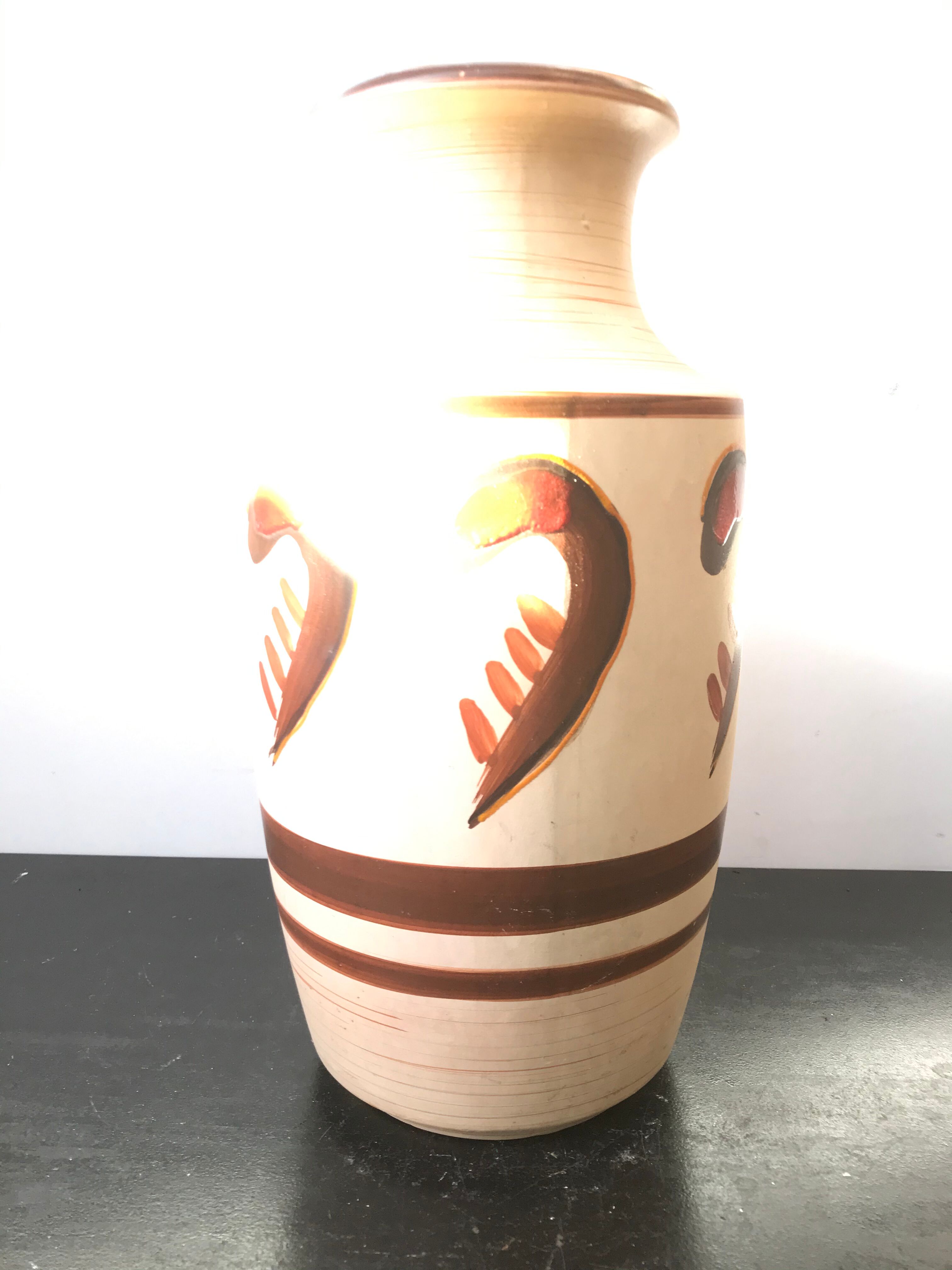Former Vase Grand Ceramics Beige - Painting Germany 70s Vintage