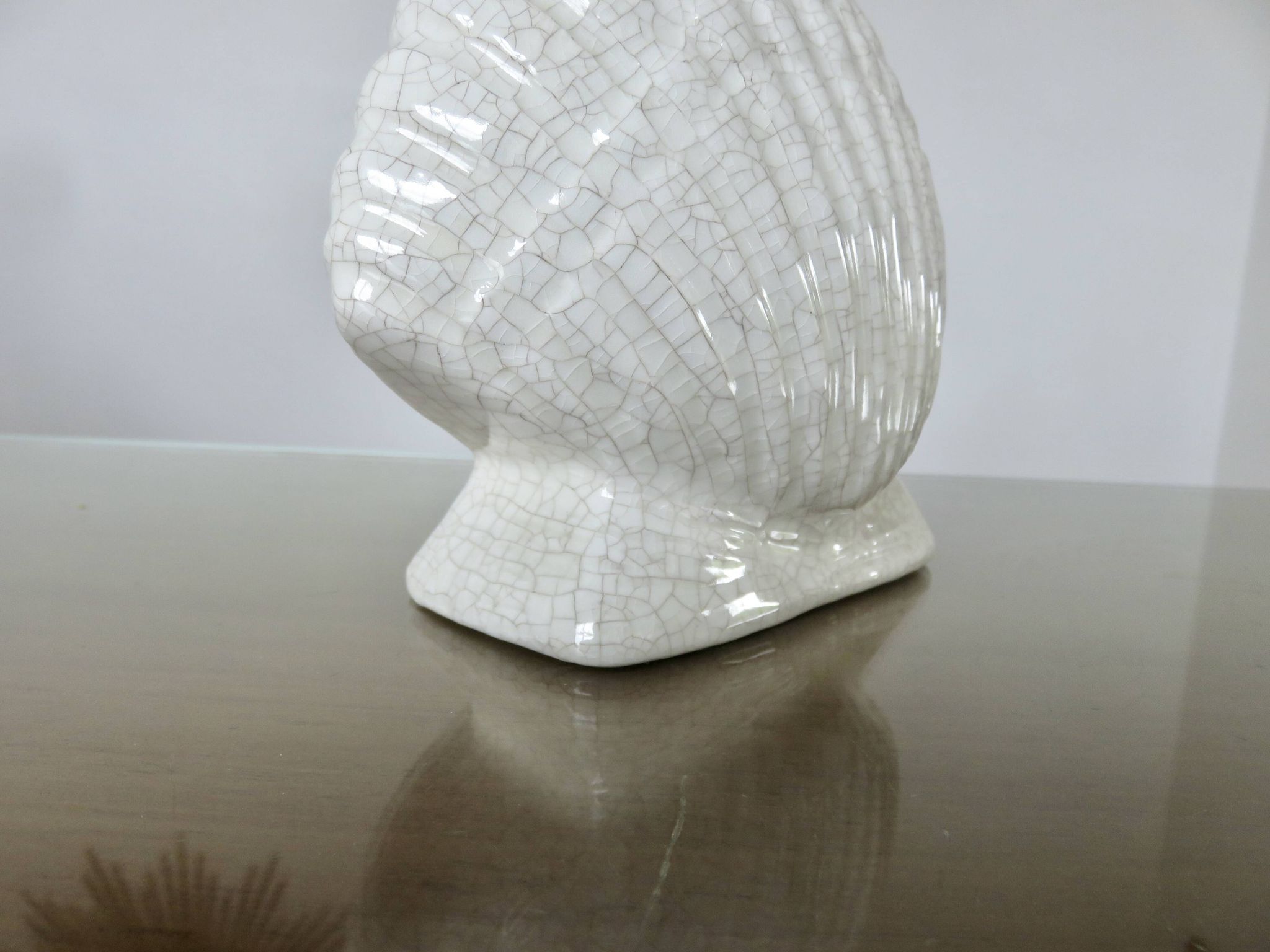 Lampe " coquillage " Italy en céramique craquelée années 70 80