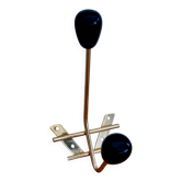 1950s wall hook in gold metal and black balls
