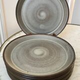 Set of 8 70s stoneware dessert plates