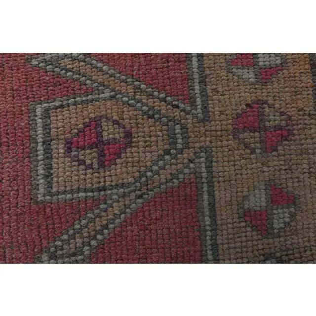 1970s Vintage Turkish Handmade Wool & Cotton Pink Runner Rug 76x344