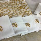 Vintage tablecloth and monogram napkins