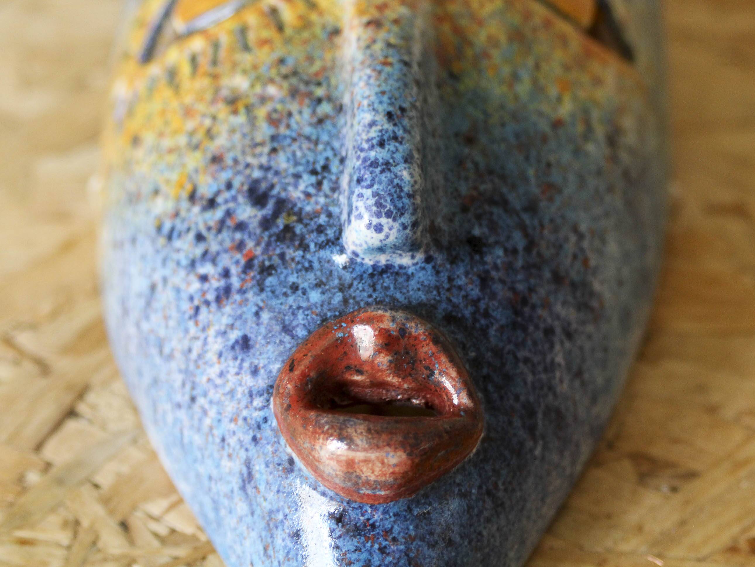 Masque en céramique émaillé Bernard Buffat Années 60