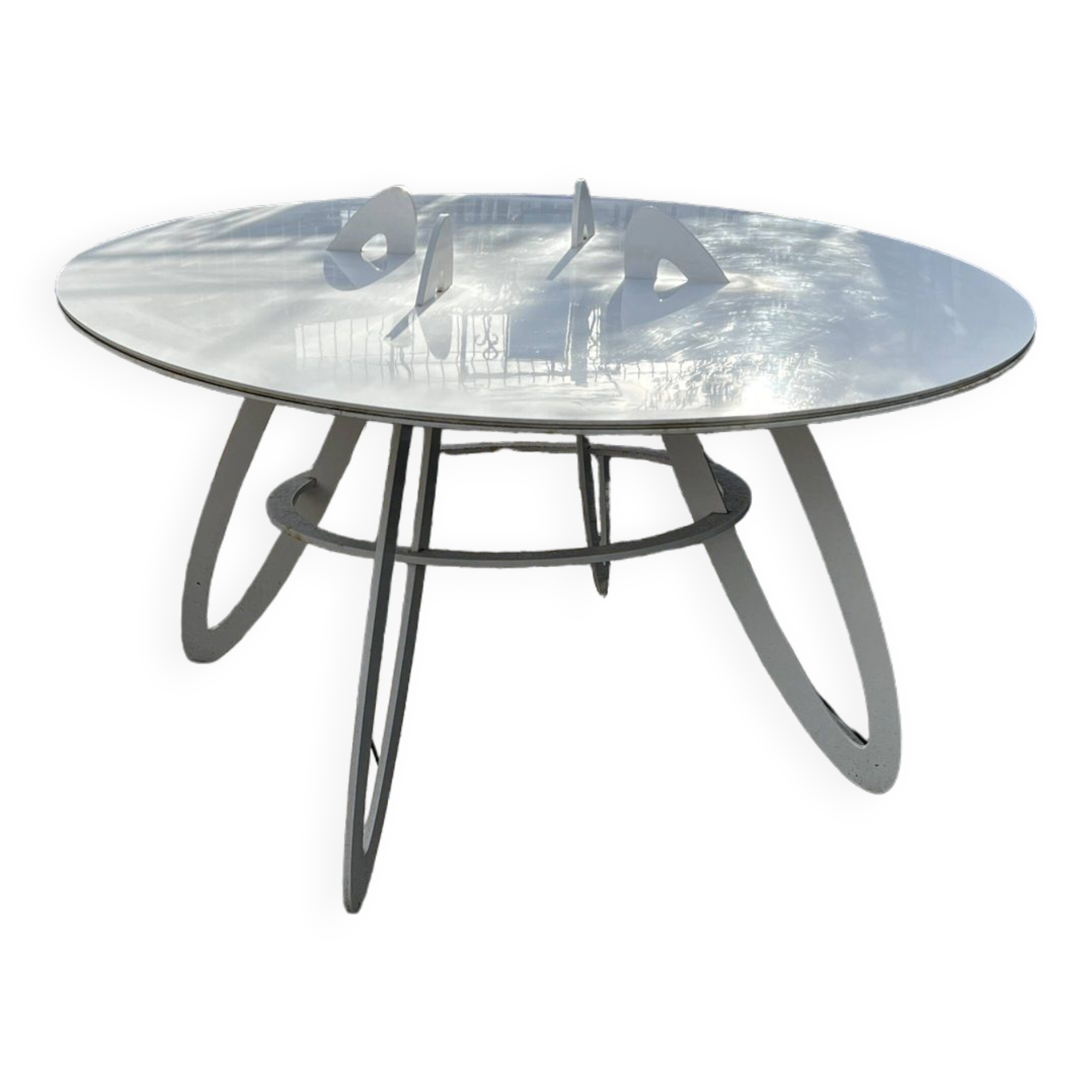 White metal table