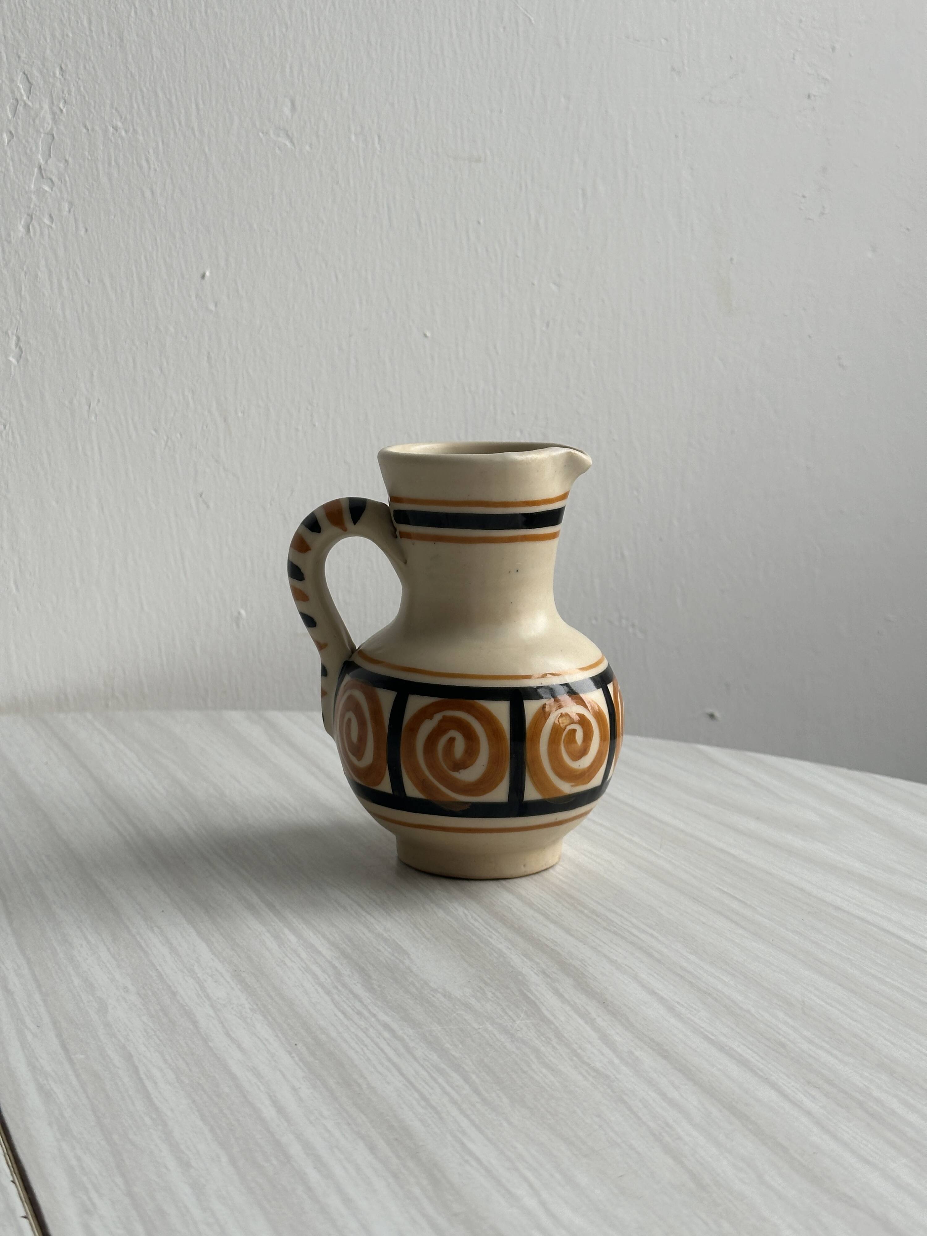 Small pitcher - hand painted ceramic milk jug from Spain.