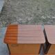 Pair of mid-century brown lacquered wooden bedside tables – 1950s, Czech Republic