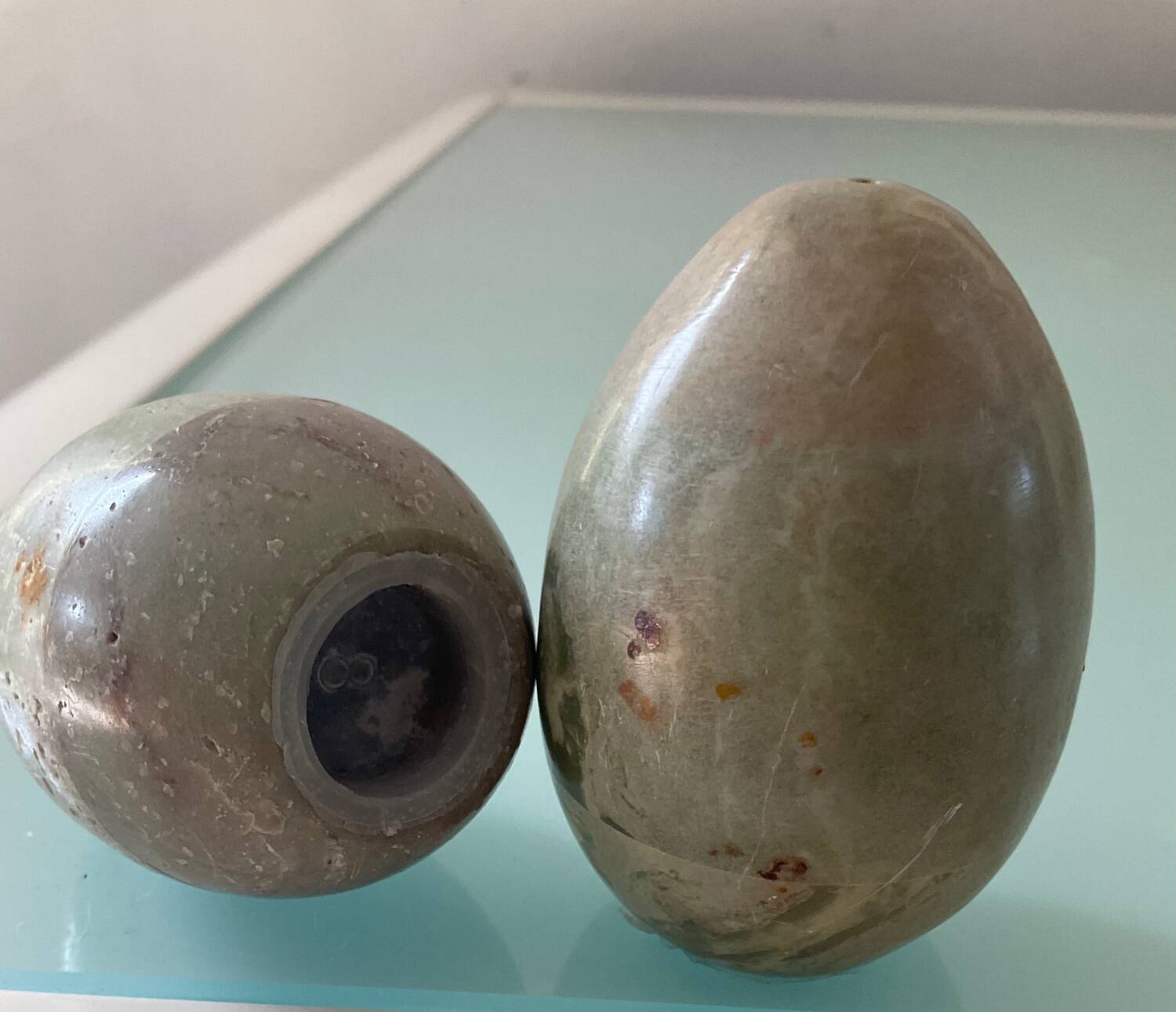Vintage salt and pepper marble egg