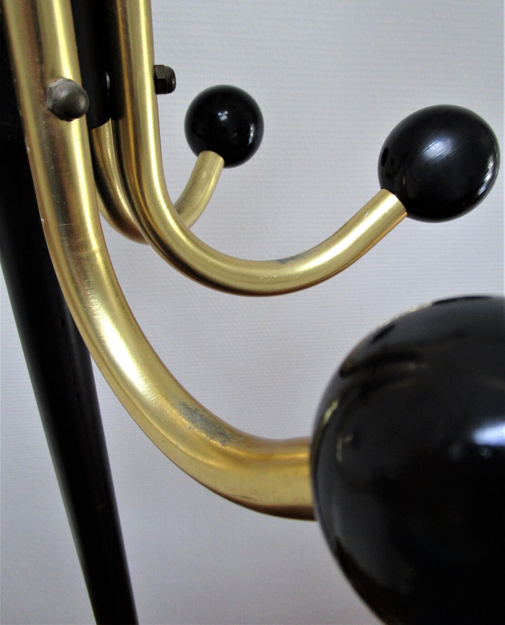 Bistro candracking bistro black metal and gold vintage wood balls