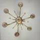 Venetian chandelier in beige/gray murano glass bordered with a red net