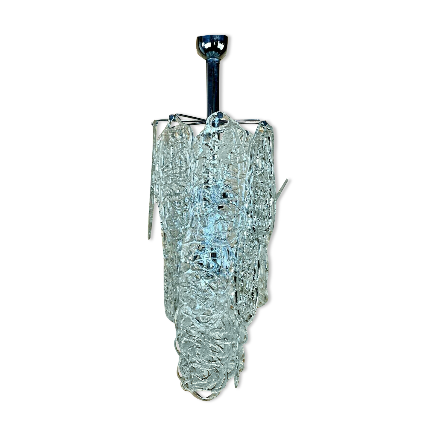 60s 70s Chandelier AV Mazzega Chandelier “Ragnatela” Murano Glass Space Age