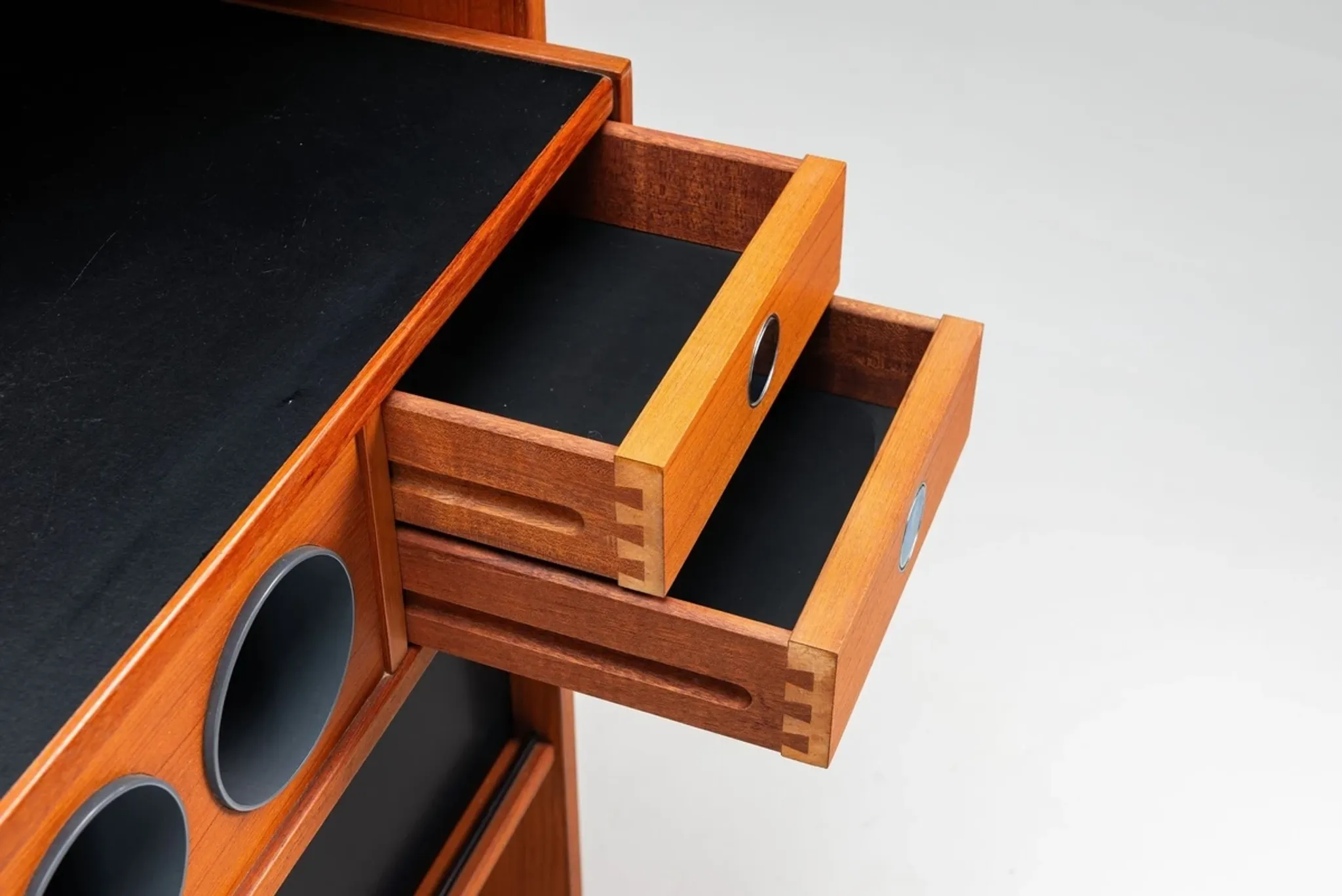 Erik Buch boomerang dry bar set in teak Dyrlund Denmark 1960