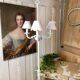 Floor lamp three lights solid bronze patina white