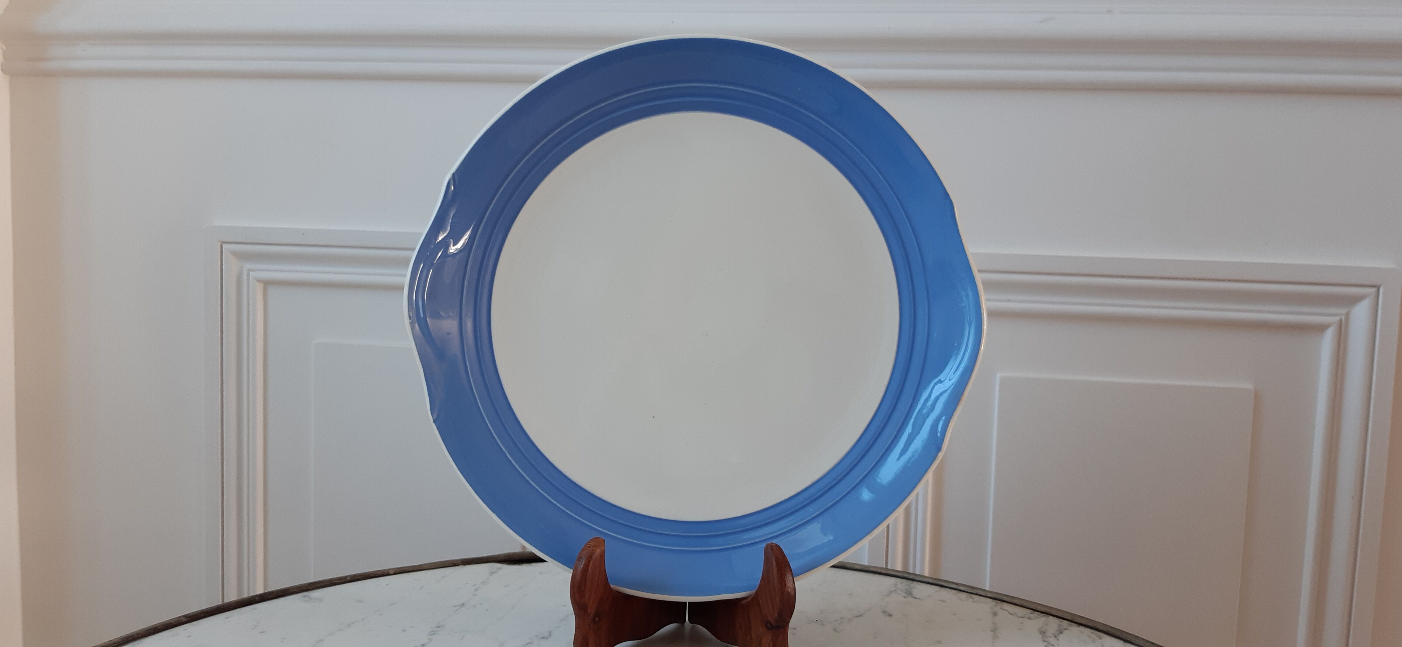 Cake dish Saint-Amand Céranord blue 50s-60s