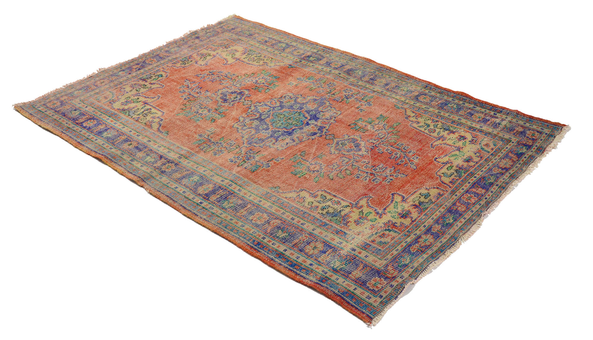 Anatolian handmade vintage rug 221 cm x 157 cm