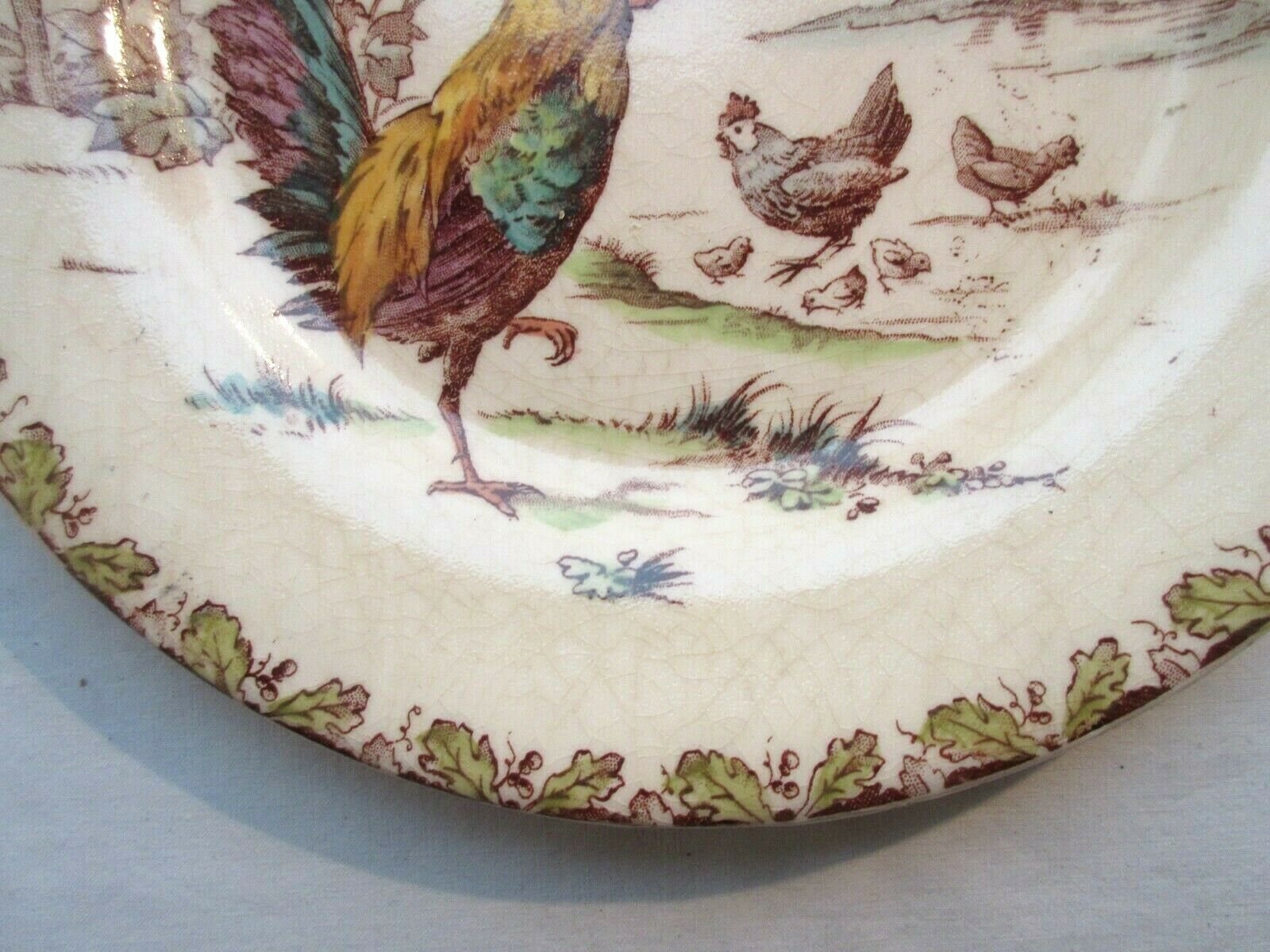 Very rare polychrome plate Iron Earth signed GIEN, model COQS