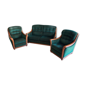 Canape et 2 fauteuils - merisier massif