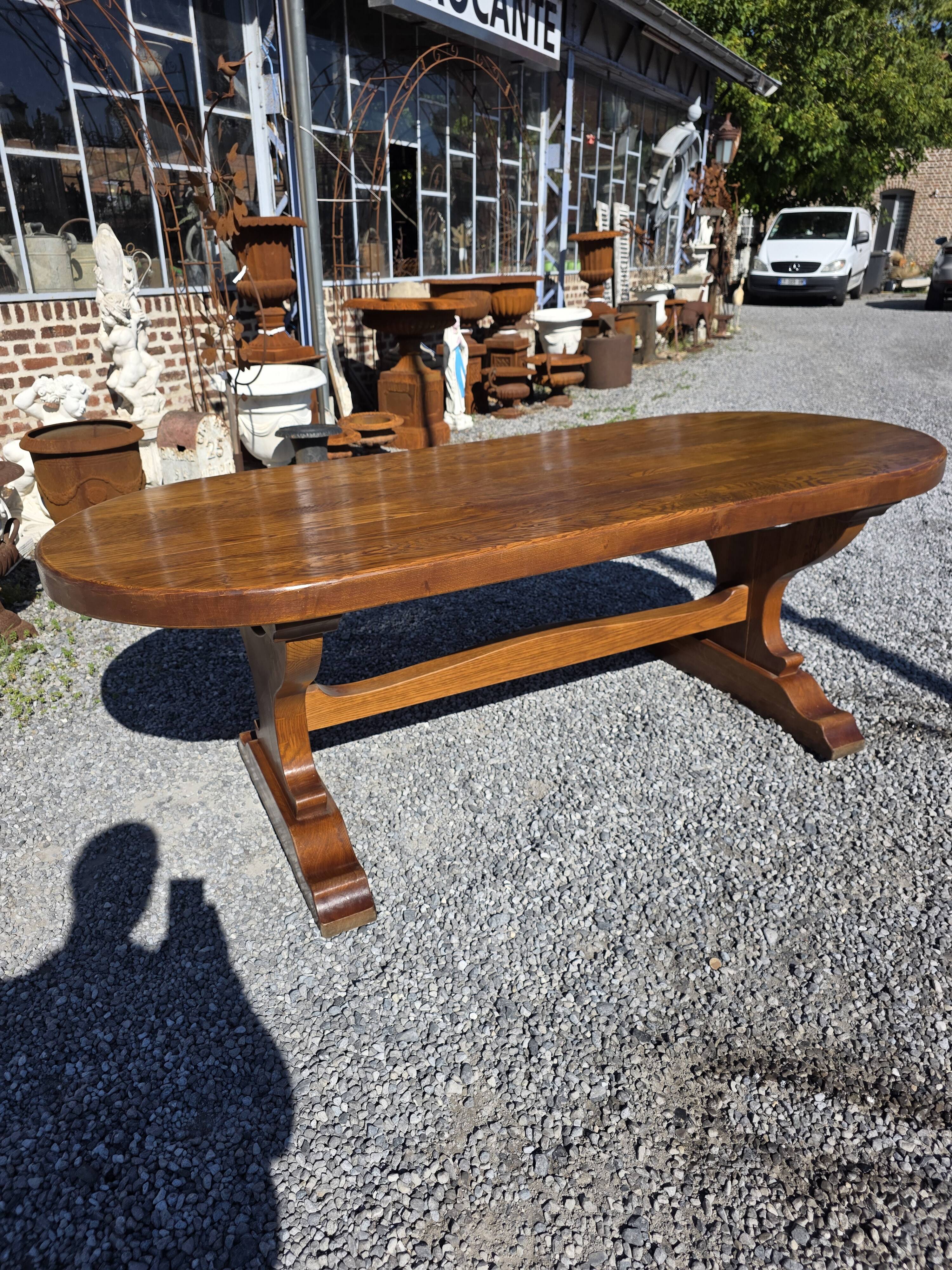 Solid oak farmhouse table, 220×90cm