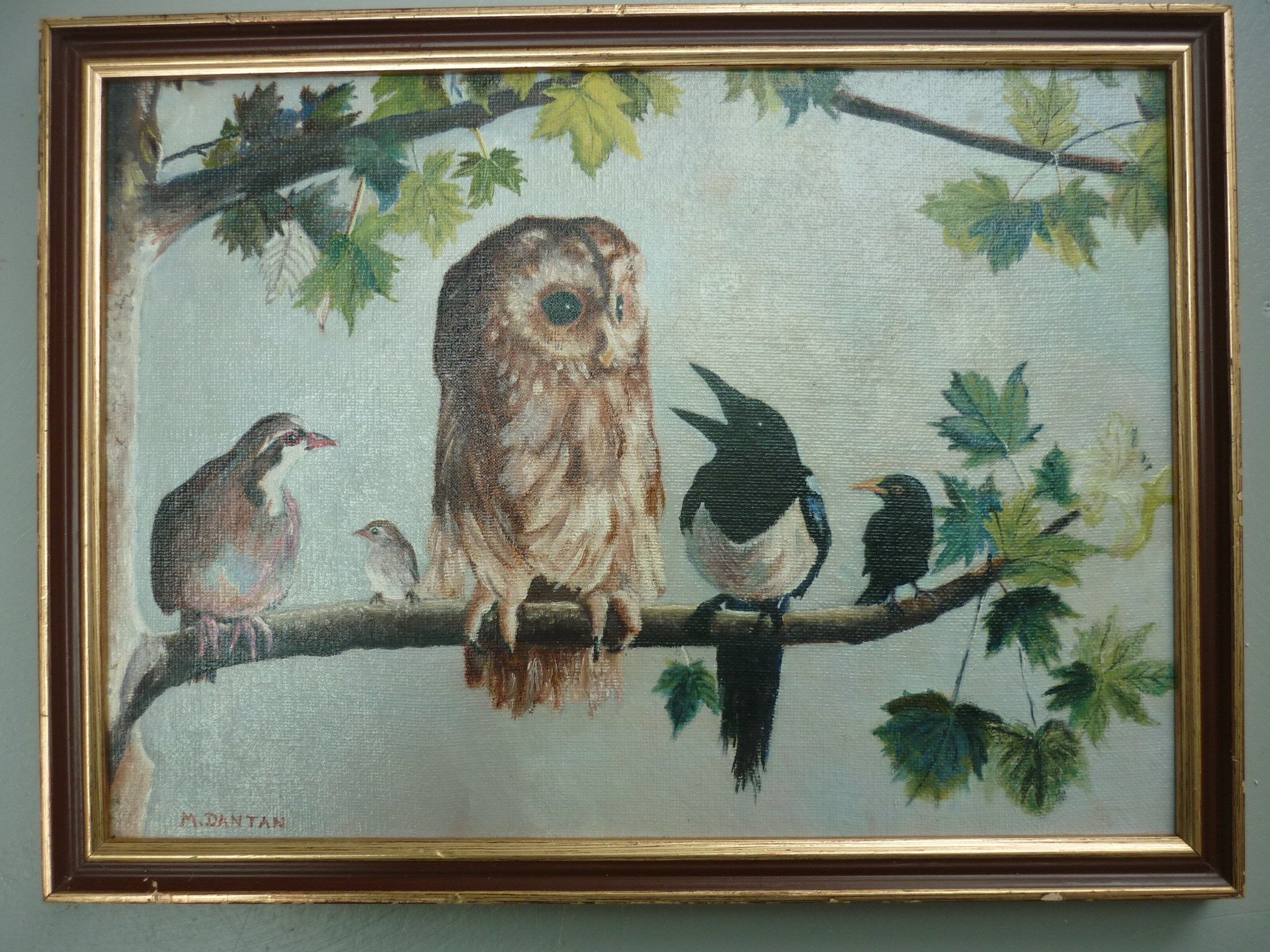 Painting birds on panel