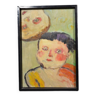 PETROVITCH (XXème siècle) "Les deux enfants" Huile sur toile