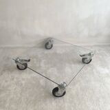Beautiful designer glass coffee table on wheels