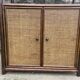 Bamboo and woven fibre shelving unit 1970