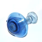 Bougeoir ancien en verre soufflé bleu ras de cave art populaire 19e s.