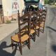 Set of 4 oak chairs with high backs