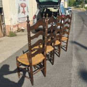 Série de 4 chaises en chêne à haut dossier