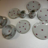 Breakfast Service D. Porthault Limoges Pink Hearts 10 Pcs