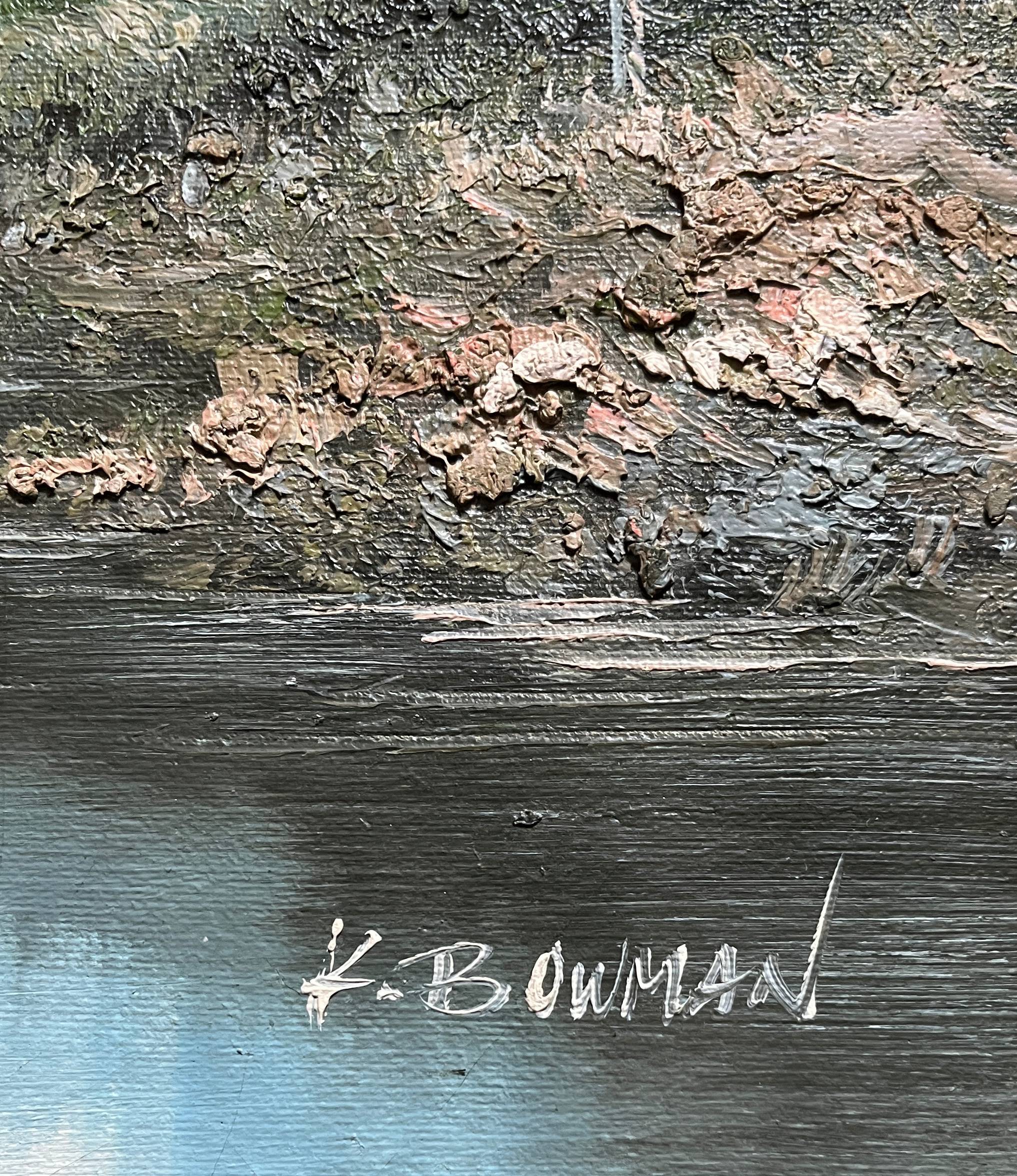 HST painting "Snowy Mountain Landscape" by Ken Bowman (born 1937)