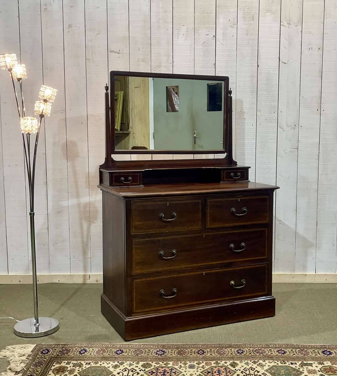 English mahogany dressing table from the early 20th century - L=1m, D=53cm, H=1m50.