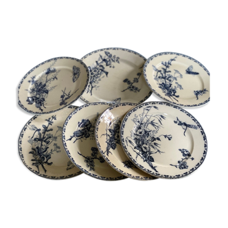 Lot of 7 plates, motiv flower and butterfly