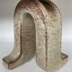 Sculptural double vase in glazed ceramic, design by roberto rigon